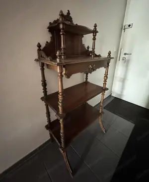 Antikes regal - nussbaum - altdeutscher stil um 1890 - schublade - möbel antik Bild 3