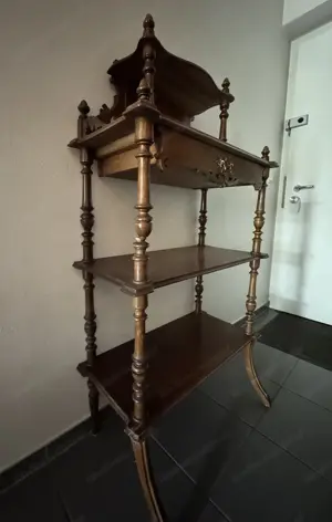Antikes regal - nussbaum - altdeutscher stil um 1890 - schublade - möbel antik Bild 4