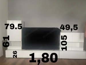 Wohnwand, weiß glänzend