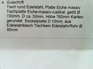 3 Tische , Tischplatte, astige Eiche , Edelstahl Fuß , wetterfest , Neupreis, 2400 ,  VB 1500 Bild 2