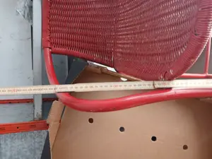  2 Barhocker Rot --Stahl und Flechtwerk Bild 2