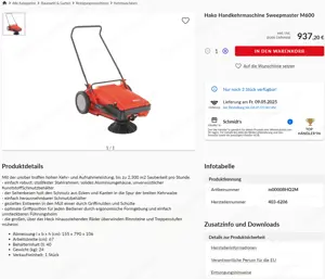 Profi Handkehrmaschine - HAKO Profi Flipper - Sweepmaster M600 - gebraucht - Schnäppchen Bild 9
