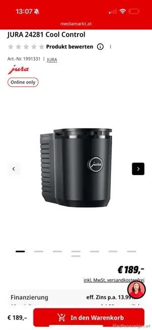 Neu! Jura 583w Cool Control Milchkühler