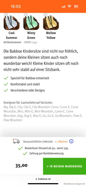 Babboe Kindersitz Bild 2