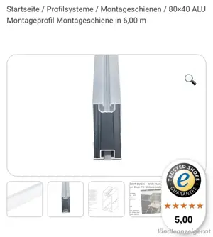 Alu Montageprofile Montageschiene