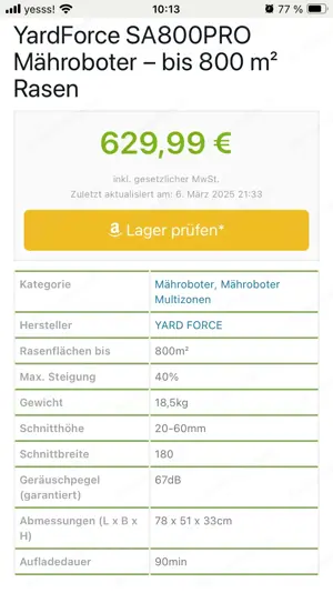 Yardforce SA800Pro Rasenmähroboter Bild 2