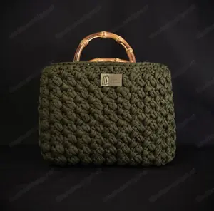 Tasche (gehäkelt) - olivgrün - 30x7x22cm - NEU Bild 4