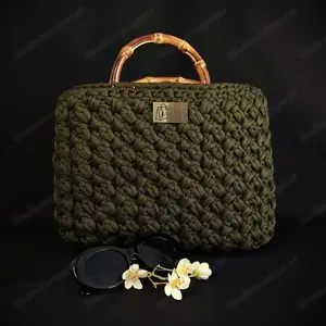 Tasche (gehäkelt) - olivgrün - 30x7x22cm - NEU Bild 3