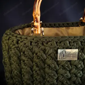 Tasche (gehäkelt) - olivgrün - 30x7x22cm - NEU Bild 7