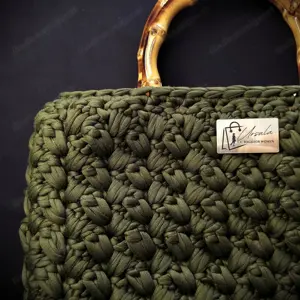 Tasche (gehäkelt) - olivgrün - 30x7x22cm - NEU Bild 8
