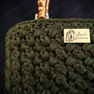 Tasche (gehäkelt) - olivgrün - 30x7x22cm - NEU Bild 10