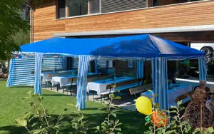 Partyzelt - Pavillionzelt - 7x3x2,6m - wasserdicht - Plane komplett NEU - blau-weiss gestreift