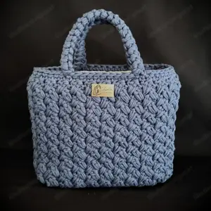 Tasche (gehäkelt) - jeansblau - 33x11x25cm   NEU