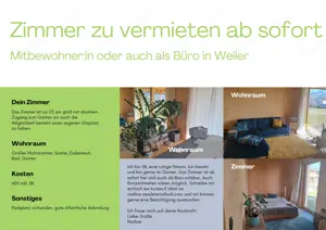 Schönes ruhiges Zimmer in Weiler zu vermieten