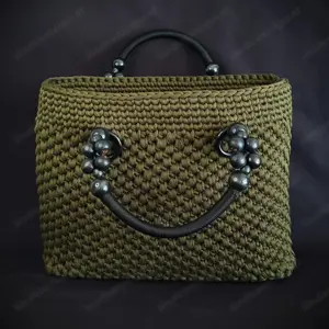 Tasche (gehäkelt) - olivgrün - 40x12x30cm - NEU Bild 4