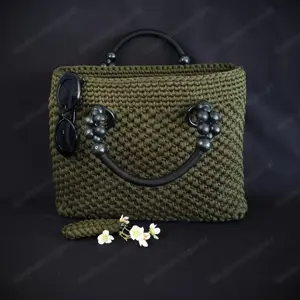 Tasche (gehäkelt) - olivgrün - 40x12x30cm - NEU Bild 3