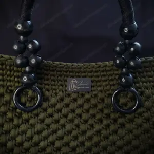 Tasche (gehäkelt) - olivgrün - 40x12x30cm - NEU Bild 9