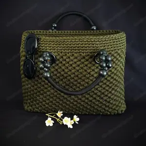 Tasche (gehäkelt) - olivgrün - 40x12x30cm - NEU Bild 2