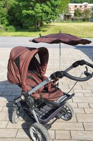 Teutonia Kinderwagen mit Schale Bremse und Sonnenschirm Bild 3