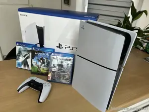 PS5 Sony spielkonsole mit controller und 3 videospiel 