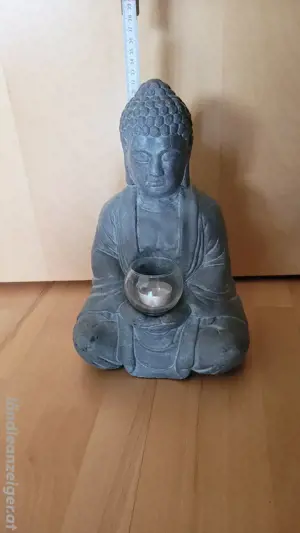 Große Buddha Figur aus Stein mit Teelicht  Bild 2