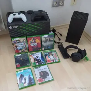 Xbox serie x mit kopförer , 2 controller und Samlung videospiel 
