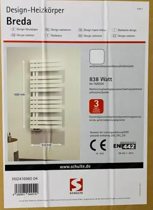 Schulte Breda Designheizkörper + Heizstab 900W in Originalverpackung