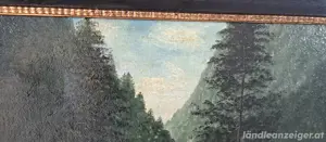 1900 Romantische Waldlandschaft Bergwiese Ölgemälde Bergwiese Tannen Berge Alpen Wald Landschaft  Bild 5