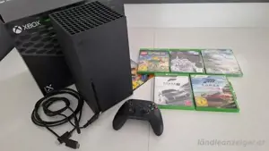Xbox serie x mit controller und Samlung videospiel 