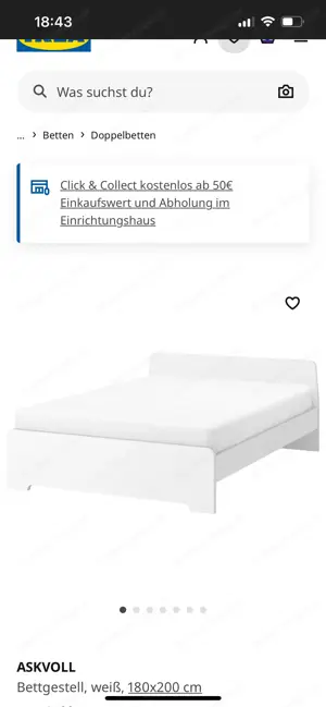 Bett 180x200cm Weiss mit Lattenrost Neuwertig  Bild 2