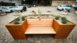  Hochbeet Giardino mit Sitzbank   Gärtnern & Genießen in einem! Edelrost trifft Sitzkomfort.  Bild 3