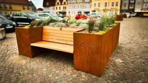  Hochbeet Giardino mit Sitzbank   Gärtnern & Genießen in einem! Edelrost trifft Sitzkomfort.  Bild 7