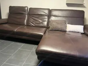 Ecksofa mit motorischer Ottomane - Echtleder Bild 2