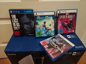 Sony PS5 Slim Digital Edition 1TB Spielekonsole - Weiß inkl. Spiele Bild 2