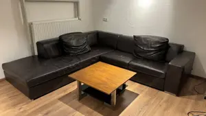 Leder Couch mit Couchtisch 