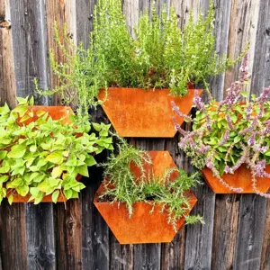 Edelrost Wandblumentopf Esagono   Edelrost trifft Design