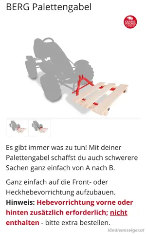 Palettengabel für Berg Gokart
