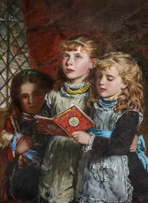 Heiligabendmädchen Carol singend William Hippon Gadsby Bild 3