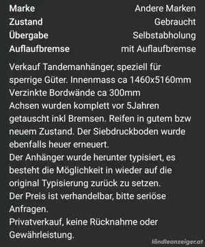 Tandemachsanhänger