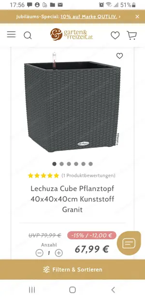 Rattan Pflanztopf Pflanzenkübel 40 x 40 cm Bild 2