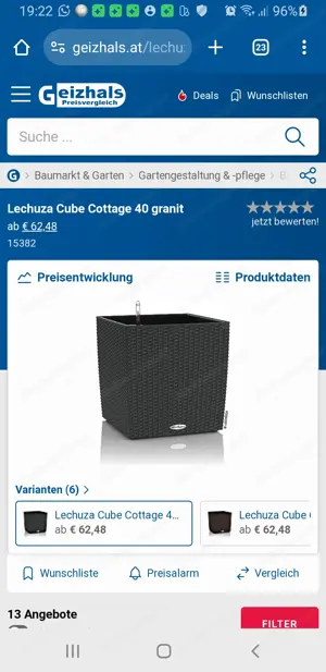 Rattan Pflanztopf Pflanzenkübel 40 x 40 cm