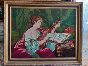 Gobelin Bild 'Die Lautenspielerin'