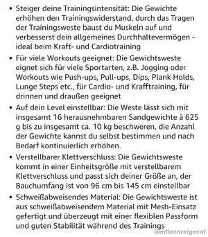 Gewichtsweste 20kg Training Bild 5