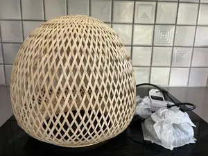 Pendelleuchte Dembleby Holzgeflecht natur