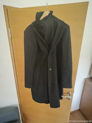 Mantel schwarz grau, Kragen abnehmbar, Größe L