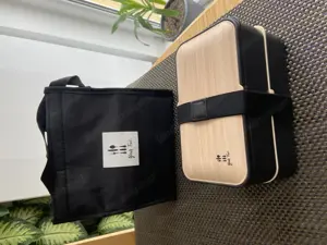 Jausenbox Bentobox schwarz & Holzoptik