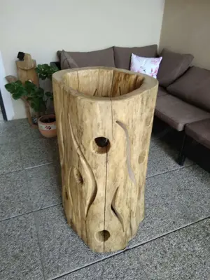Stehtisch aus Holz m. Glasplatte 150cm u. Beleuchtung Bild 6