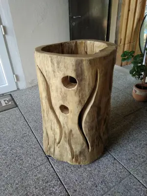 Stehtisch aus Holz m. Glasplatte 150cm u. Beleuchtung Bild 9