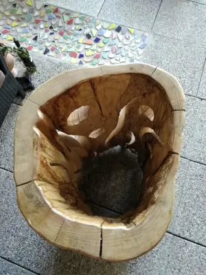 Stehtisch aus Holz m. Glasplatte 150cm u. Beleuchtung Bild 10
