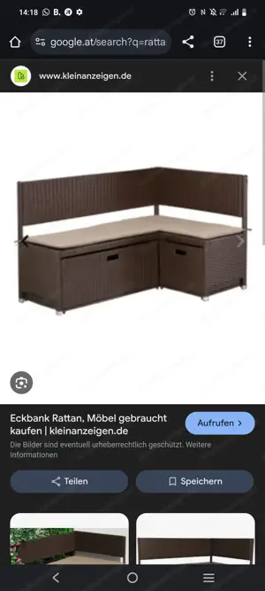 Ratan Eckank für Balkon oder Terasse